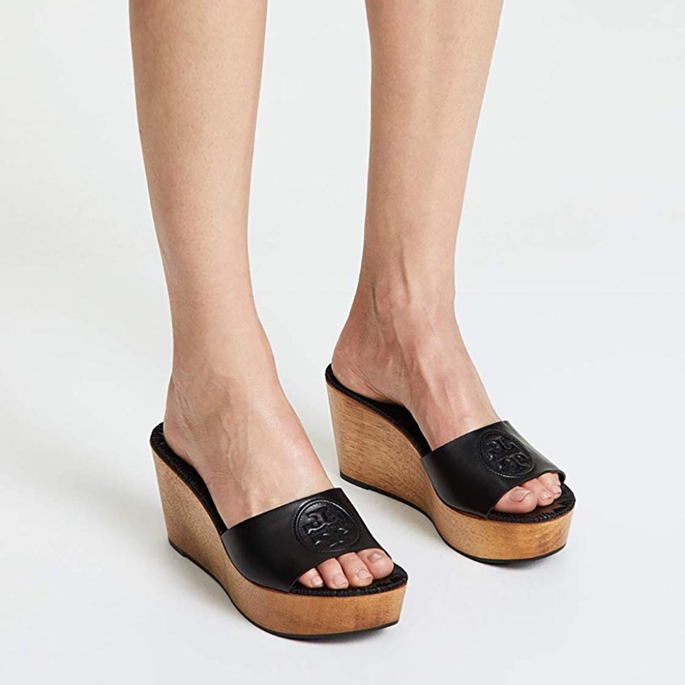 Tory Burch Patty Leather 80MM Slide Wedges - Picture 5 of 6